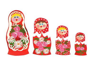 Venäläiset nuket, 2014 (leikattu paperi) tekijältä Isobel Barber