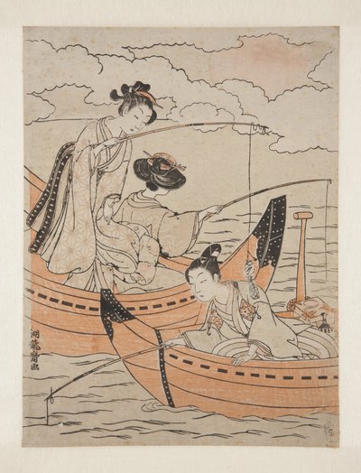 Boats of Love (Koi no fune) (värillinen puupainatus) tekijältä Isoda Koryusai