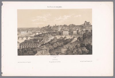 Näkymä Lavalille maasiltalta laava. Vue générale prize du Viaduc (nimi esineessä) Contemporary France (sarjan nimi) La France de nos jours (sarjan nimi esineellä) tekijältä Isodore Laurent Deroy