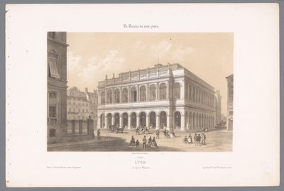 Näkymä Lyonin oopperatalolle Lyon. Le Grand Theatre (otsikko esineessä) Contemporary France (sarjan nimi) La France de nos jours (sarjan nimi esineellä) tekijältä Isodore Laurent Deroy