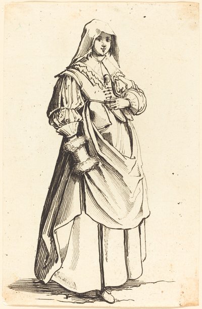 Bourgeoise muhvilla, oikealle päin tekijältä Israel Henriet after Jacques Callot
