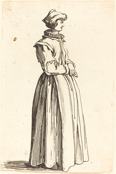 Nuori nainen profiilissa, kasvot oikealle tekijältä Israel Henriet after Jacques Callot