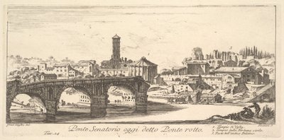 Senatorial Bridge, nykyään nimeltään Ponte Rotto (Broken Bridge), n.1748 (kaiverrus) tekijältä Israël Silvestre