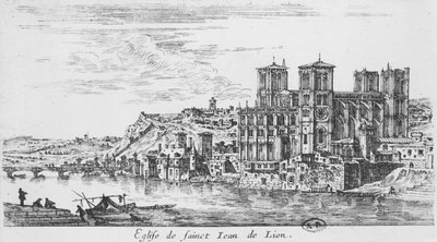 Näkymä Saint-Jeanin katedraaliin, Lyon tekijältä Israël Silvestre the Younger