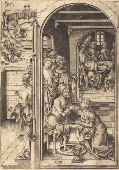 Kristus pesee apostolien jalkoja, n. 1480. tekijältä Israhel van Meckenem