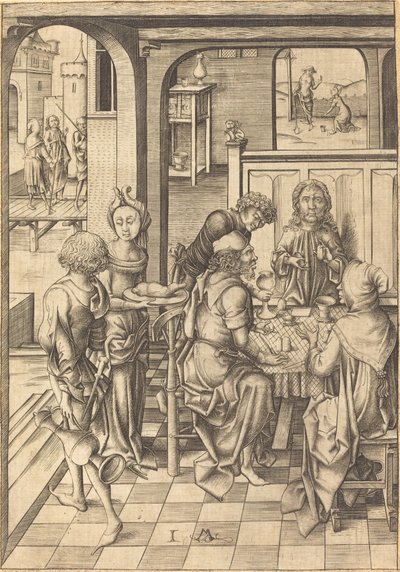 Kristus Emmauksessa, n. 1480. tekijältä Israhel van Meckenem