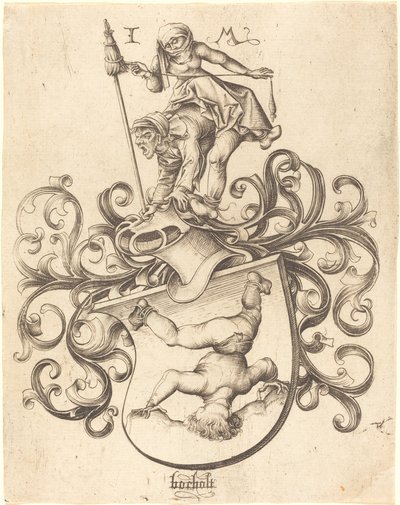 Vaakuna ja Tumbling Boy, c. 14801490. tekijältä Israhel van Meckenem