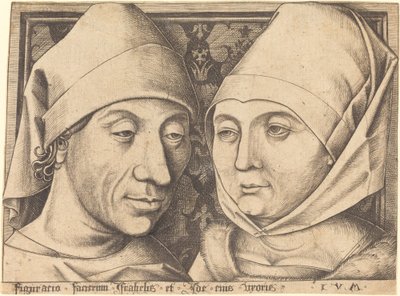 Israhel van Meckenemin ja hänen vaimonsa Idan kaksoismuotokuva, n. 1490. tekijältä Israhel van Meckenem