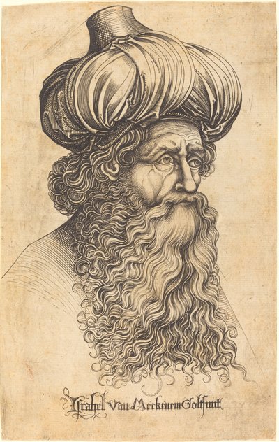 Ikääntyneen miehen pää, n. 14801490. tekijältä Israhel van Meckenem