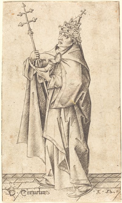 Pyhä Kornelius, n. 1470. tekijältä Israhel van Meckenem