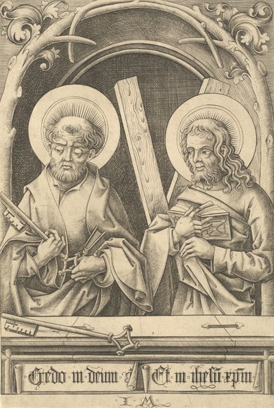 Pyhät Pietari ja Andreas, n. 14801485. tekijältä Israhel van Meckenem
