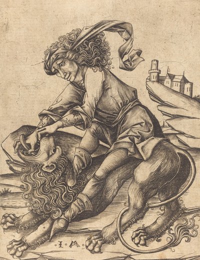 Simson ja leijona, n. 1475. tekijältä Israhel van Meckenem
