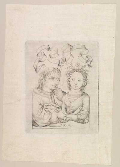 Huonosti sovitettu pariskunta, n. 1480-90. tekijältä Israhel van Meckenem
