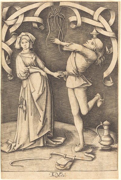 Jonglööri ja nainen, n. 14951503. tekijältä Israhel van Meckenem