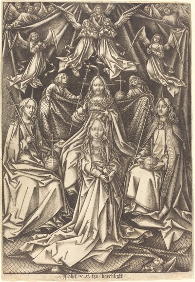 Neitsyen kruunaus tekijältä Israhel van Meckenem after Hans Holbein the Elder