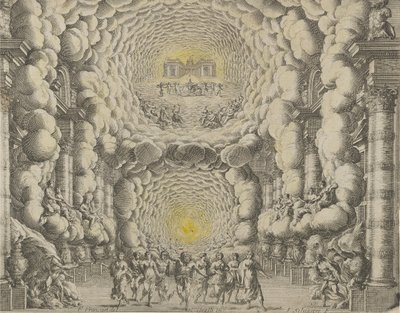 Giacomo Torelli da Fanon suunnittelema teatterilavastelu baletti Les Noces de..., 1654 tekijältä Israël Silvestre