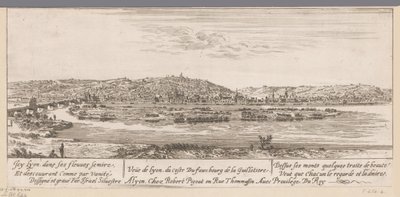 Näkymä Lyoniin ja Guillotièren esikaupunkiin Veue de Lyon du coste Du fauxbourg de la Guillotiere (otsikko esineessä) tekijältä Israël Silvestre