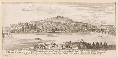 Näkymä Lyoniin Celestine-luostarin pankilta Veue de Lyon quand on est sur les quais des Celestins (otsikko esineessä) tekijältä Israël Silvestre