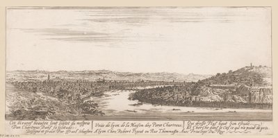 Näkymä Lyoniin kartausialaisesta luostarista Veue de Lyon de la Maison des Peres Chartreux (otsikko esineessä) tekijältä Israël Silvestre