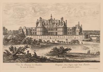 Näkymä Château de Chambordille sisäänkäynnin puolelta tekijältä Israël Silvestre