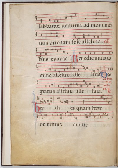 Lehti 4 antifonaalisesta fragmentista (käänteinen) tekijältä Italian 13th Century