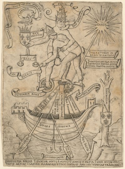 Keisarin ja paavin allegoria tekijältä Italian 15th Century