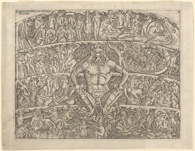 Inferno Pisan Camposanton freskon jälkeen tekijältä Italian 15th Century