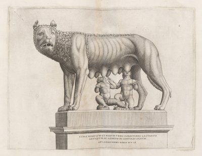 Capitoline Wolf Romuluksen ja Remuksen kanssa tekijältä Italian 16th Century