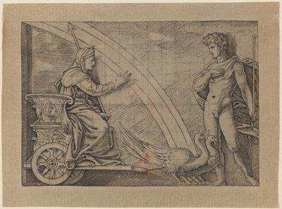 Juno riikinkukkojen vetämässä vaunussa tekijältä Italian 16th Century