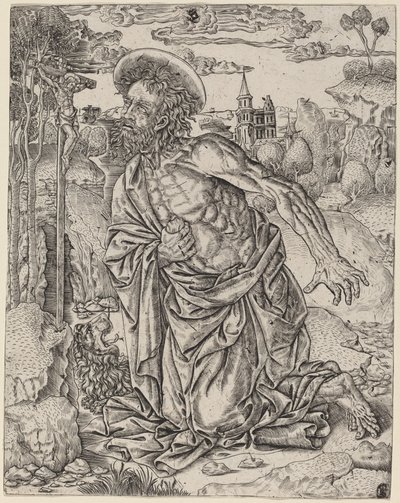 Pyhä Hieronymus katumuksessa tekijältä Italian 16th Century