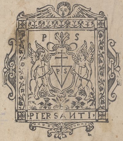Kaksi puttia ja kilpikirjoitettu Pier Santi tekijältä Italian 16th Century