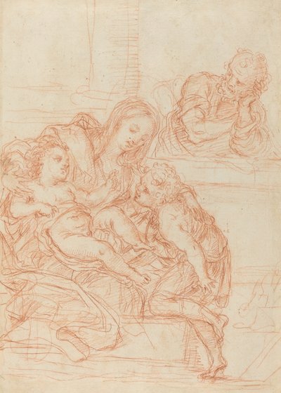 Madonna ja lapsi pyhien Johnin ja Josephin kanssa [recto] tekijältä Italian 17th Century