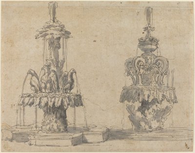 Kaksi suihkulähdettä tekijältä Italian 17th Century