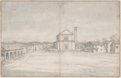 Un centre de la ciutat amb un Churchfinnish tekijältä Italian 18th Century
