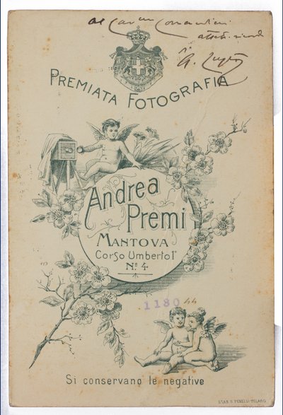 Taidemaalari Albano Luglia kuvaavan postikortin kääntöpuoli tekijältä Italian Photographer