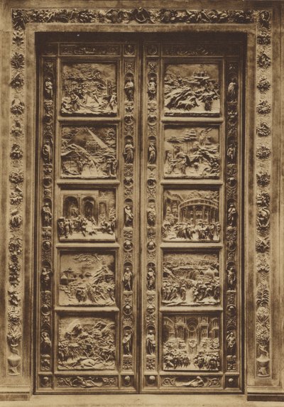 Firenze / Firenze: Kastekappeli, Pääovi, Lorenzo Ghiberti (valkoinen kuva) tekijältä Italian Photographer