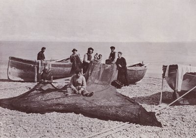 Italia: Bordighera, kalastajat työskentelevät (m/w kuva) tekijältä Italian Photographer