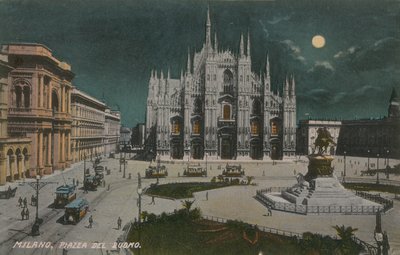 Piazza del Duomo, Milano. Postikortti lähetetty 1913. tekijältä Italian Photographer