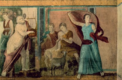 Pompeji: Mysteerien huvila, vihkimys, Kauhistunut nainen (värillinen kuva) tekijältä Italian Photographer