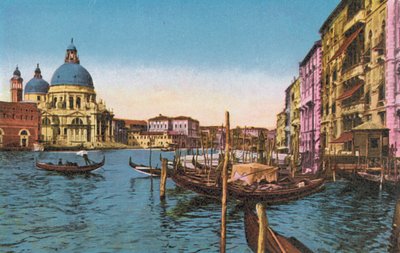 Venetsia/Venetsia: Grand Canal, Salute-kirkko ja Pyhän Markuksen lautta (värillinen kuva). tekijältä Italian Photographer