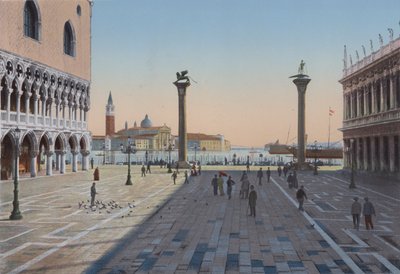 Venetsia, Piazzetta San Marco ja kaksi pylvästä (värillinen kuva) tekijältä Italian Photographer