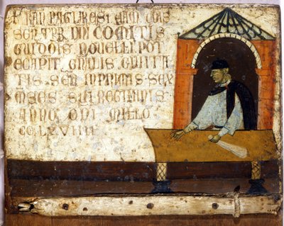 Kamerkielinen, joka edustaa verojen maksamista. Biccherna (Sienan kaupungin kirjanpitorekisterin kansi) vuodelta 1270. Kansallisarkisto - Museo delle Tavolette de Biccherna, Siena. tekijältä Italian School