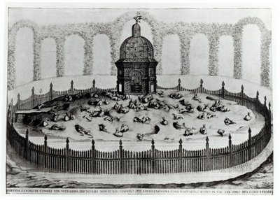 Kani lintutarhalla pienille linnuille, Le Fabbriche e i Giardini dellEcc. Casa Barbariga, D. Rossetti, kaiverrus G. Campana, julkaistu 1702 tekijältä Italian School