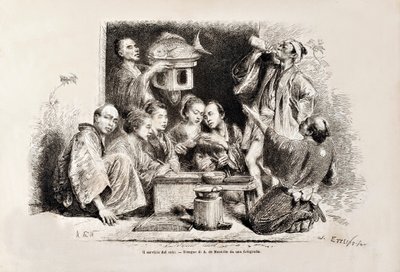 Small Party Drinking Sake, italialainen Tour du Monde, 1869 tekijältä Italian School
