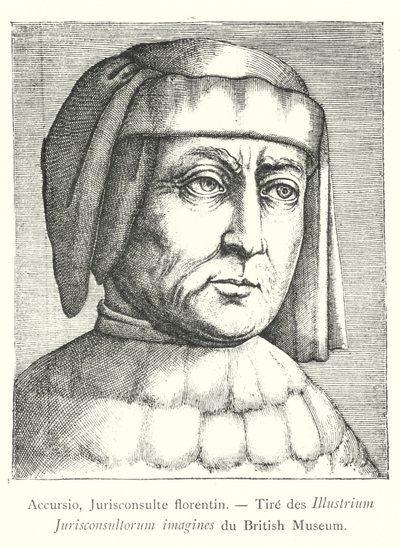 Accursio, Jurisconsulte Florentine, Tire des Kuvia kuvia British Museumin juristista (kaiverrus) tekijältä Italian School