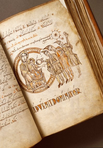 Bologneselaisen koulun Magi-käsikirjoituksen palvonta. (Ms.123-Foglio 40 r) 1000-luvun Rooma, Biblioteca Angelica tekijältä Italian School