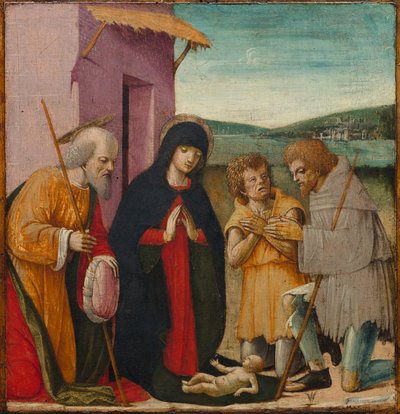 Paimenten palvonta, n. 1480-1500 (öljy puulle) tekijältä Italian School