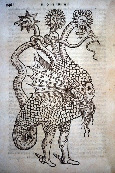 Alchemies: Monster Hybrid, julkaisussa - "" De Transmutatione Metallica Sogni Tre "", kirjoittanut Giovanni Battista Nazari, toimitettu Bresciassa vuonna 1599. tekijältä Italian School