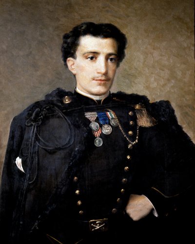 Alfredo Savio, tykistöupseeri, osallistui itsenäisyyssotaan 1859-60 (öljy kankaalle). tekijältä Italian School