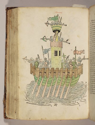 Kuvitus Robertus Valturiuksen (1413-1484) teoksesta De re militari (Sotilaallisista taidoista). tekijältä Italian School